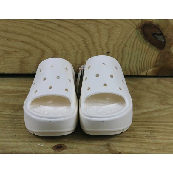 Crocs Sandals Womens 10 Stomp Slide White Platform Slip On Shoes New - Picture 2 of 4